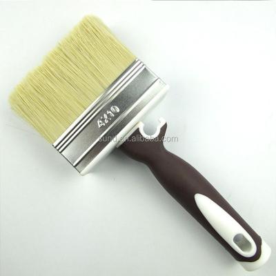 China New design Boar Bristle Hair Flat Paint Brush art Aluminium Ferrule plastic handle for art,Painter,Cleaning ash,varnished tool for sale