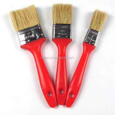 China Bristle Paint brush with plastic handle varnished paintingbrush flat brush,dauber furniture tools set,ceiling painter for sale