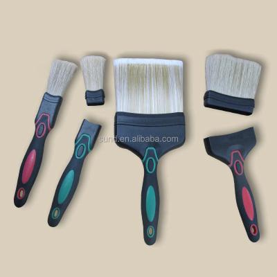 China New design detachable head Plastic Handle Decorative Craft Paint Brushes,bristle/synthetic fiber flat brush for wall paint&draw for sale