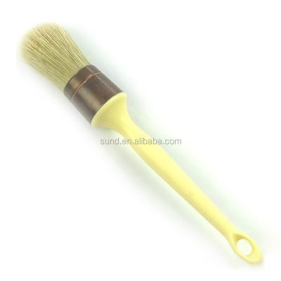 China Plastic handle bristle round head chalk paint wax brush with good quality for sale