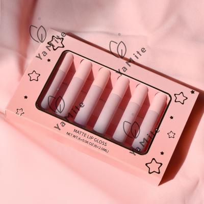 China Cruelty Free.Vegan 6 Piece Lip Gloss Set Custom Your Logo Long-Lasting Wear Non-Stick Cup Not Fade Waterproof Matte Lipstick for sale