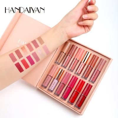 China Cruelty Free.Vegan HANDAIYAN 12 Cup Pieces Non-Stick Not Fade Waterproof Lipstick Vendor de Matte Lipstick Set Long-Lasting Wear for sale