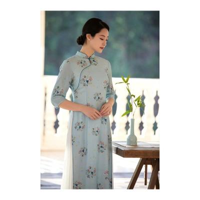 China New Arrivals Light Green Elegant Slim Dresses Long Style Cheongsam Women Chinese Qipao M /L/XL/XXL for sale