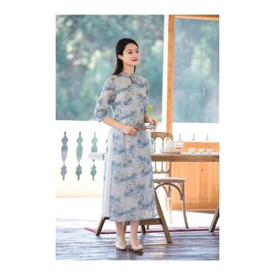 China New Long Spring Style Slim Modern Ladies Cheongsam Figure Stand Collar Dress M /L/XL/XXL for sale