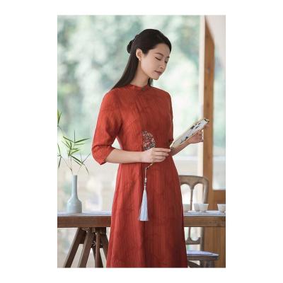 China Summer Solid Color Outdoor Plain Long Sleeve Dresses Nylon Women Elegant Dresses M /L/XL for sale