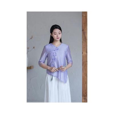 China Elegant Women's Dress Shirts QUICK DRY Outer Size Solid Color Top Slim Top Lady Plus Size Shirts for sale