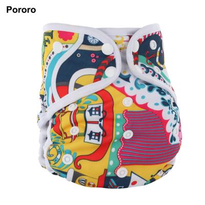 China Printed AIO Printing Fixed White Edge Bamboo Fiber Inserts Cloth Diaper for sale