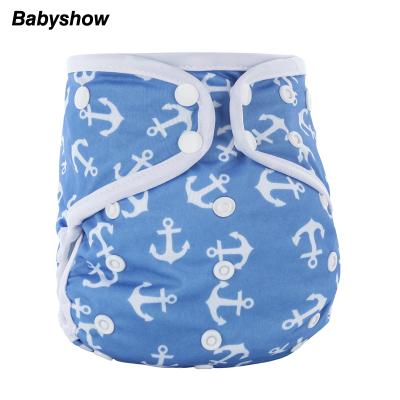 China AIO Cloth Diaper Printed White Edge Printing PUL Cloth Washable Diaper Reusable Baby Diapers for sale