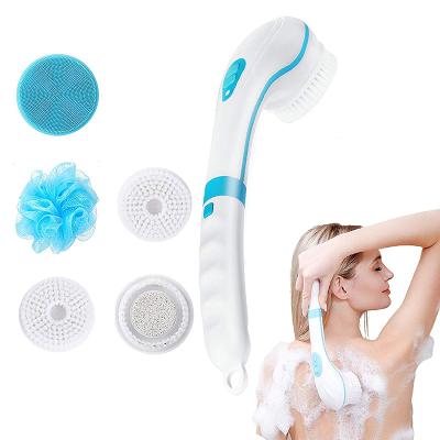 China Long Handle Personal Care Shower Body Back Cleanser Tool Exfoliation Massage Brush Electric 5 in 1 Multifunctional Long Handle Bath Brush for sale