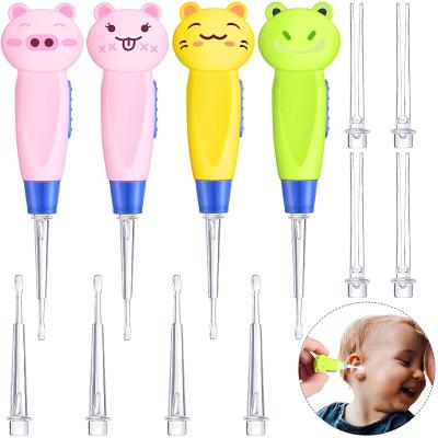 China Baby Comfortable Kids Earwax Remover Tool Safe LED Lighting Ear Pick Spoon Earwax Remover Curette Tweezers Ear Spoon Cleaning for sale