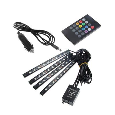 China RGB AND Voice Control Car Interior Music RGB LED Strip Light Atmosphere Light Decorative Atmosphere Lamps With Remote Controller for sale