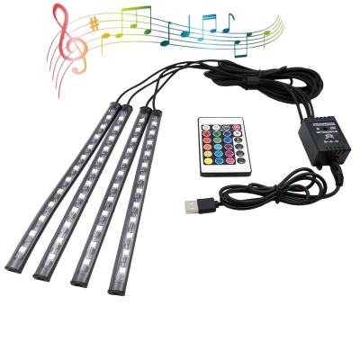 China RGB AND Voice Control Car Light 12V RGB Colorful Remote Control Car Atmosphere Atmosphere Light Strip 36 LED Foot Lights for sale