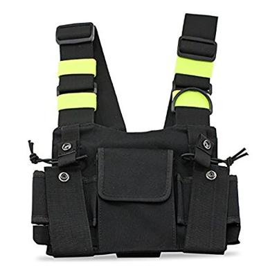 China Shockproof Drop Shipping Carry Case Walkie Talkie Chest Pocket Package Holder Light Green Nylon Bag For Two Way Radio for sale