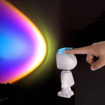 China USB Recharger Modern Nordic Rainbow LED Mini Robot Sunset Projection Lamp Eternal Sunset Table Lamp for Background Decoration for sale