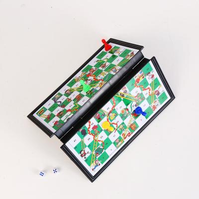 China Environmental Factory Colorful Plastic Portable Magnetic Folding Chess Board Ludo Snakes And Ladders Game For Kids for sale