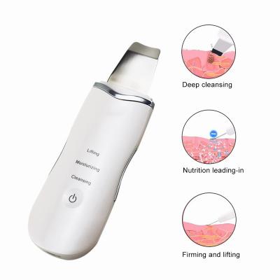 China Portable Professional DEEP CLEANSING Ultrasonic Facial Cavitation Peeling Skin Scrubber Pore Remover Blackhead Facial Skin Scrubber for sale