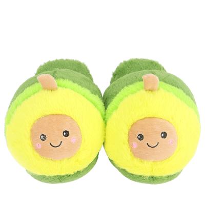 China Wholesale Cartoon Fruit Avocado Plush Warm Indoor Slippers Cute Stuffed Floor Shoes for sale