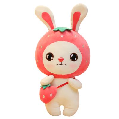 China Long Style Bunny Plush Factory Custom Fruit Logo Bunny Stuffed Toy Rabbit Wholesale Plush Ear Plush Feasible for sale