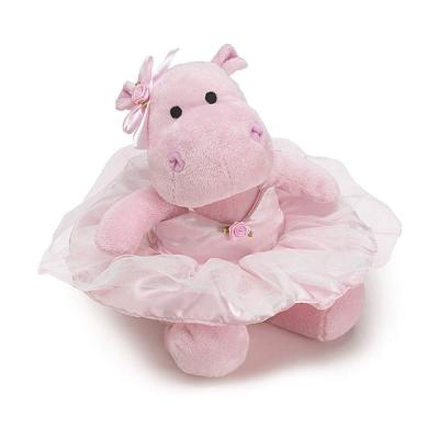 China Plush Stuffed Pink Hippo Plush Toy in Ballerina Dress for sale