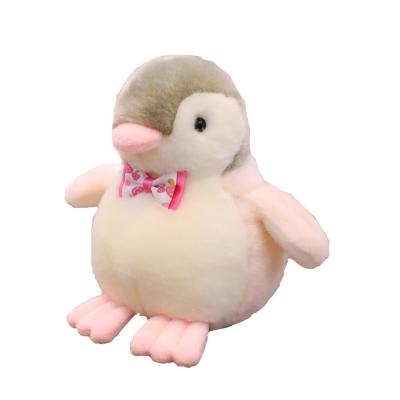 China Plush Ready to Ship Realistic Pink and Gray Soft Penguin Plush Toy Stuffed Sea Animal Penguin Port Bows for sale