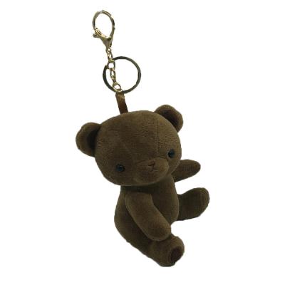 China Plush Ready to Ship 12cm Teddy Bear Keychain Stuffed Brown Mini Key Ring Loop for sale