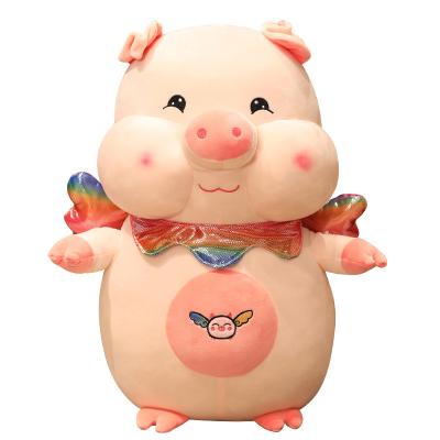 China Hot Selling Cute Chubby Animal Stuffed Pink Angel Plush Pig With Wings Plush Toy For Kids for sale