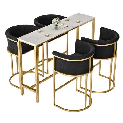 China Nordic High End Luxurious Metal Back Sneaks Bar Chairs And Restaurant Dining Chair Sets Modern for sale