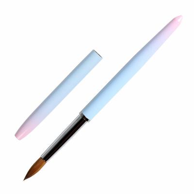 China Hot Selling 2021 DIY Manicure DIY Manicure Nail Art Acrylic Brush Candy Gradient Metal Handle Blue Hair Custom Kolinsky for sale