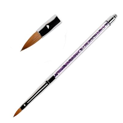 China Nail Art Acrylic Brush Manicure Nail Art Drawing Pen Tool DIY Manicure Nail Private Label Kolinsky Sand Hair Rhinestones Handle for sale