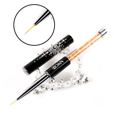 China NAIL Professional Deign Rhinestone Black Clear Acrylic Metal Handle Orange Diamond Nylon Hair Nail Liner Brush for sale