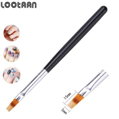 China High Quality Black Wooden Nail Lootaan 1pc Handle Ombre Nail Brush Nail Art Painting Pen Brush UV Gel Polish for sale