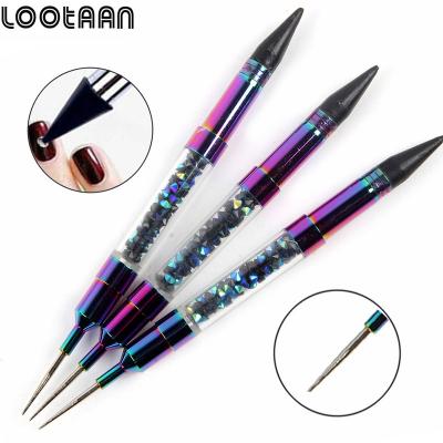 China Nail DIY Tools 2021 Hot Sale 1 PC Shining Double-Ended Nail Dotting Pen Picker Wax Crayon Crystal Beads Handle Rhinestone Studs for sale