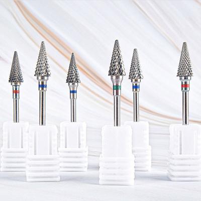 China Wholesale Gold Nail Drill Bit Carbide Nail Drill Bits Wholesale Diamond Set Carbide Nail Art Drill Bit Cuticle Manicure Tool for sale