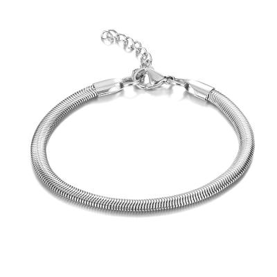 China Wholesale Custom CLASSIC Flat Thick Fishbone Chain Bracelet Stainless Steel Pulsera Dome Fish Bone Snake Chain Bracelet for sale