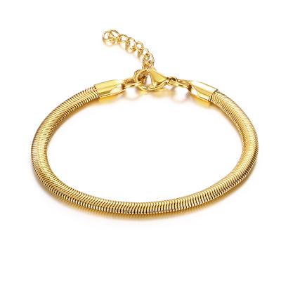 China FASHIONABLE High Quality Adjustable Flat Dome Gold Stainless Steel Pulsera Jewelry Women New Arrival Fishbone Chain Bracelet for sale