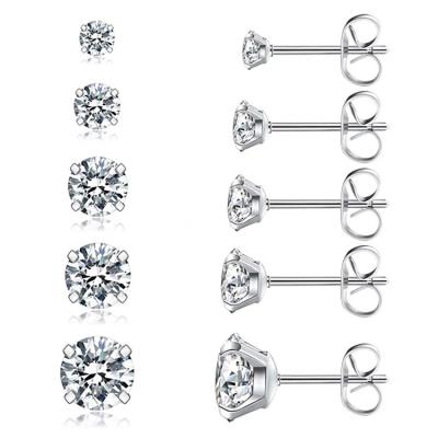 China Hiphop Fashion Jewelry Stainless Steel Zircon CZ Stud Earrings Surgical Ear Helix Piercing Hypoallergenic Stud Earrings for sale