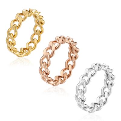 China High Quality Tasty Gold Plated Circle Ring Stainless Steel Jewelry Hip Hop Hiphop Hiphop Gold Plated Simplicity Women Anillo Restraint Link Chain Ring for sale