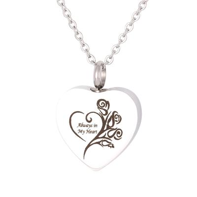 China FASHIONABLE Wholesale Custom Cremation Jewelry Personality Engravable Flower Heart Shape Ashes Dangle Urn Stainless Steel Pendant Necklace for sale