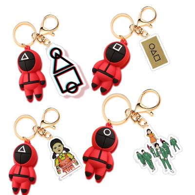 China Hot Korean Game Squid Key Ring Bag Accessory Doll Key Key Chain Souvenir Fashion Key Chain Pendant L150 PVC Character Drama Promotion Souvenir Gifts New for sale