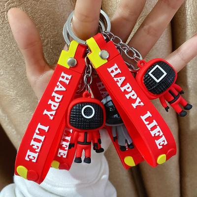 China Squid Eco-friendly Hot Korean Game TV Series Main Channel With Cartoon Character &Strap Fashion Bag New Silicone Pendant Keychain Ornament L171 for sale