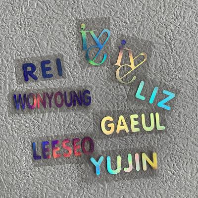 China L763 PVC Sticker Fans Gift Notebook Notebook Transparent Decorative Stickers KPOP IVE LOGO Member Name Shaped Laser for sale