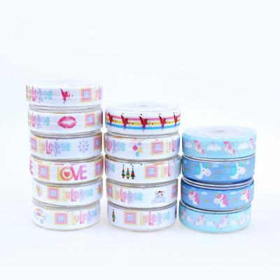 China Custom Viable Design 1.5cm Cute White Color Cartoon Printed Elastic Band For Waistband for sale