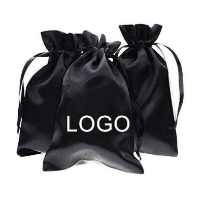 China Promotion Black Satin Gift Bags Wedding Favor Drawstring Bags Baby Shower Christmas Gift Bags PA135 for sale