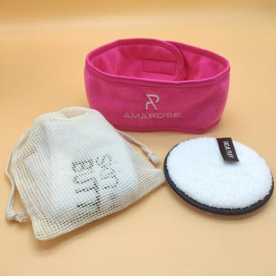 China Eco-Friendly Custom Stretch Towel Facial Spa Headband Terry Cloth Spa Logo Tape Washable Facial Headbands for sale