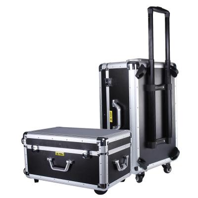 China Large Aluminum Wheeled Hard Handle Case Black Hard Tool Case for sale