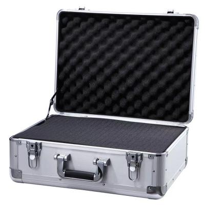 China Portable Universal Aluminum Lockable Tool Box Hard Handle Theft Flight Carrying Tool Suitcase With Padded Foam for sale