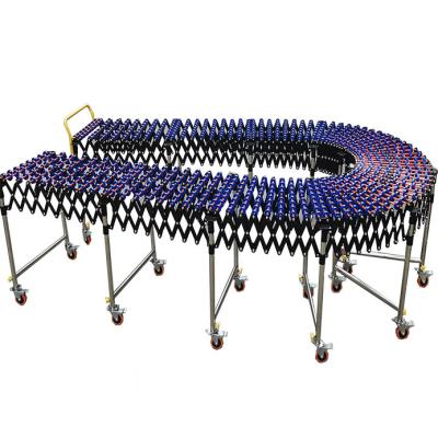 China Material Handling Equipment Gravity Heat Resistant Load Unload Flexible Skid Wheel Telescopic Conveyor for sale