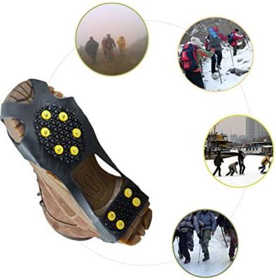 China 2Pcs Lightweight Non-Slip Shoe Cover, Ice Snow Grippers, Over The Shoe Boot Traction Crampon Rubber Mountaineering Shoe Non-Slip Cover 10-Stu for sale