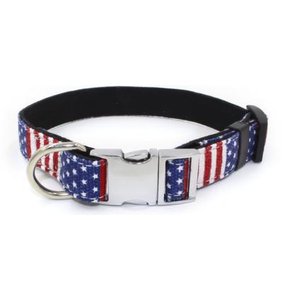 China Personalized American Flag Dog Collar with Stainless Steel Buckle for sale