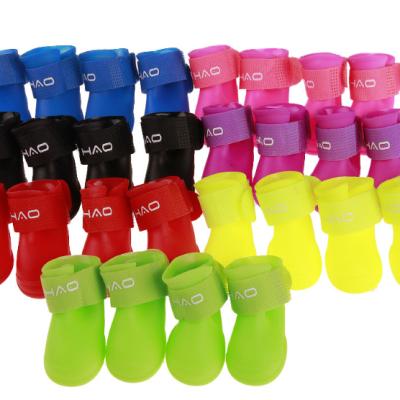 China Hot Selling Sustainable Pet Candy Outdoor Waterproof Rain Shoes In Different Colors for sale